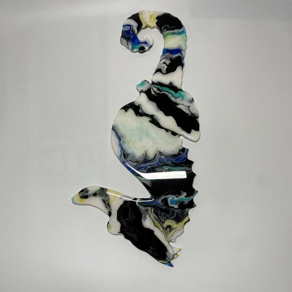 NWOT Fluid Art Seahorse on Wood, Abstract Art - Picture 6 of 9